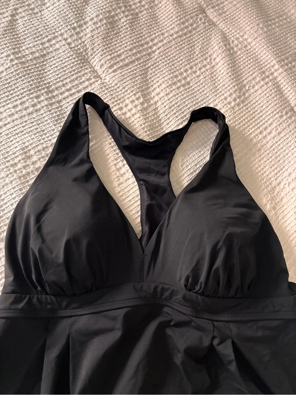 Lands' End Black Swim Tank with V-Neck, v-neck racerback flutter tankini